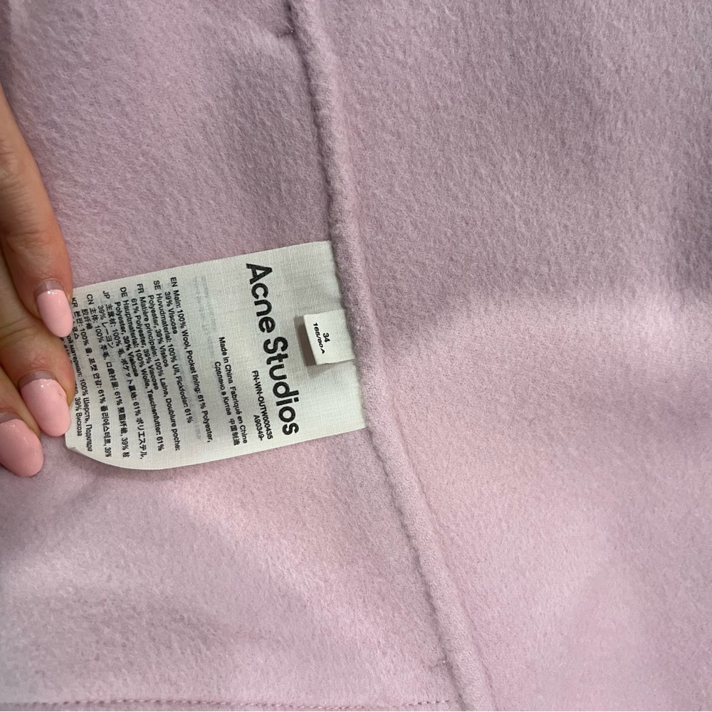 Acne Studios 100% Wool Shirt Jacket in Light Purple Pink - Picture 6 of 8